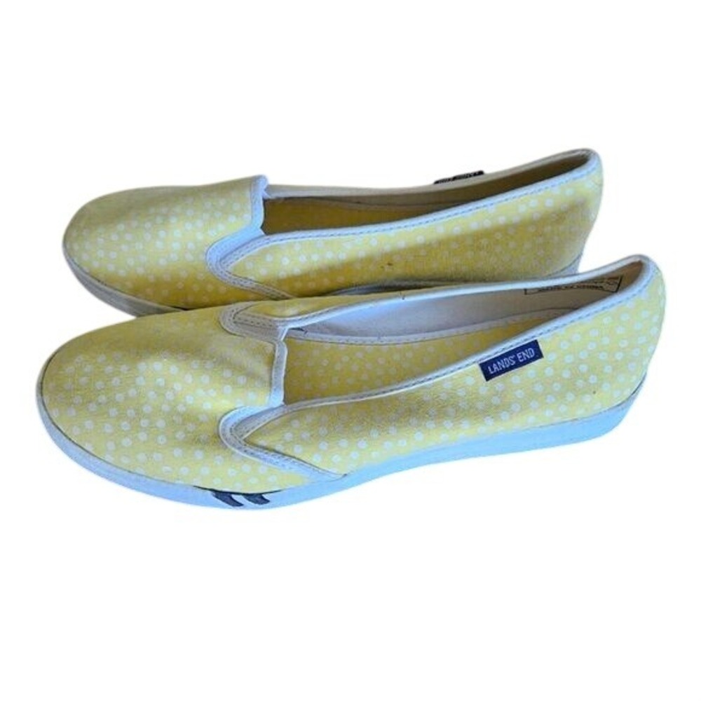 Lands End Yellow Polka Dot Canvas‎ Loafers 8.5 Medium width – Fun & Stylish Flat